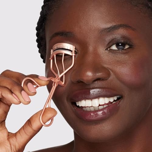 Tweezerman Rose Gold Lash Curler, for a Wide-Awake, Lifted Look for and Effortless Curl, Thick Rounded Silicone Hypoallergenic Pads, 3 Replacement Pads Included (Pack of 1)