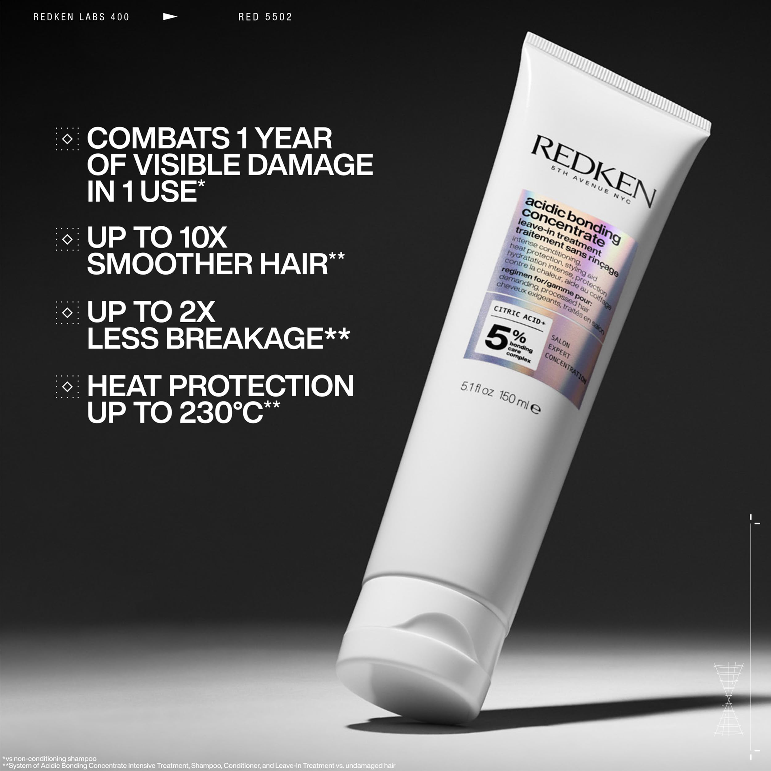 Redken | Leave-in Treatment, Repairs & Protects Colour-Treated Hair, Acidic Perfecting Concentrate, 150 ml - Damaged Box