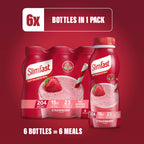 SlimFast Strawberry Meal Replacement Shake 6 x 325ml Bottles - 204 Cals, 15g Protein, 23 Vitamins & Minerals, No Added Sugar - Damaged Box - BBE 12/2026