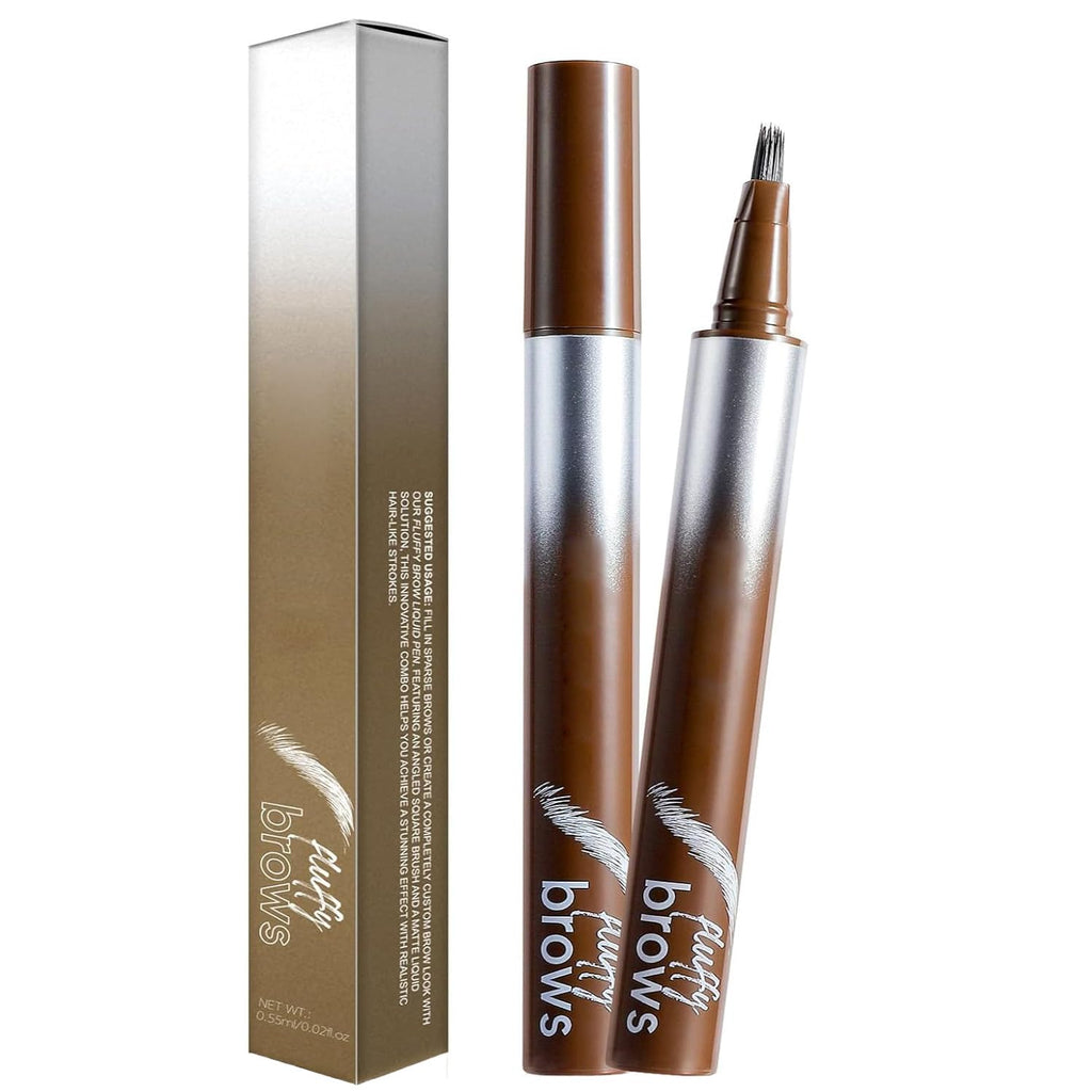 Magic Liquid Eyebrow Pen & Angled Brush Pencil - Waterproof, Long-Lasting, 03 Espresso for Natural Full Brows - Damaged Box