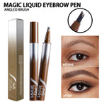 Magic Liquid Eyebrow Pen & Angled Brush Pencil - Waterproof, Long-Lasting, 03 Espresso for Natural Full Brows - Damaged Box