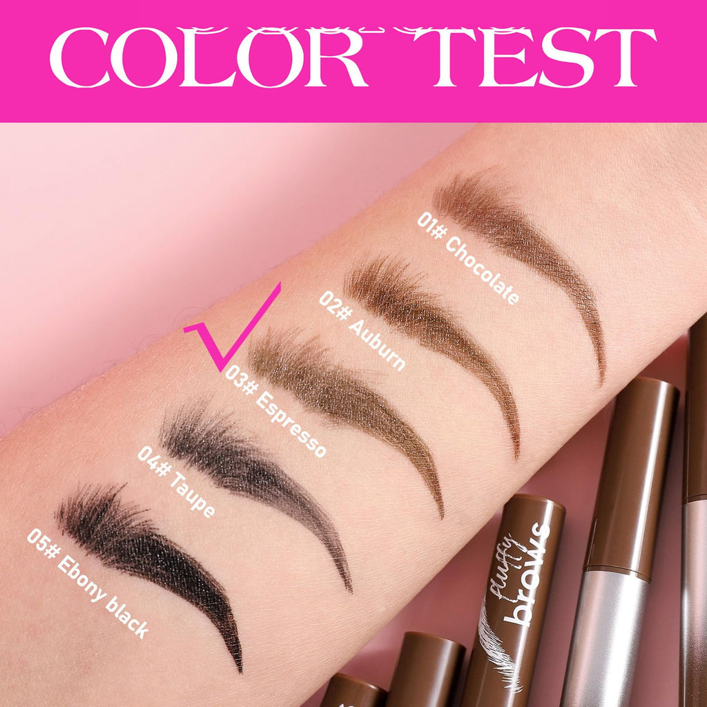 Magic Liquid Eyebrow Pen & Angled Brush Pencil - Waterproof, Long-Lasting, 03 Espresso for Natural Full Brows - Damaged Box