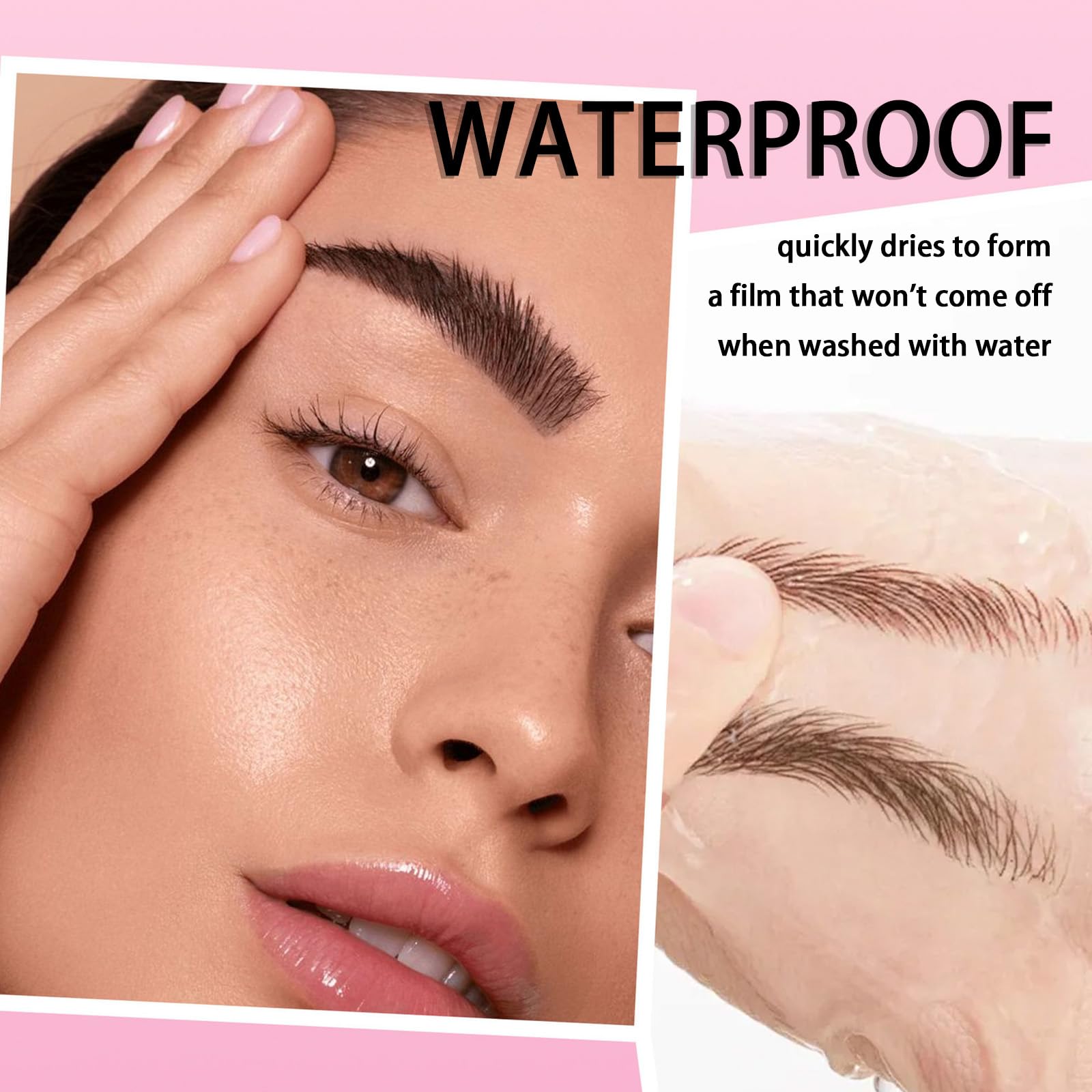 Magic Liquid Eyebrow Pen & Angled Brush Pencil - Waterproof, Long-Lasting, 03 Espresso for Natural Full Brows - Damaged Box