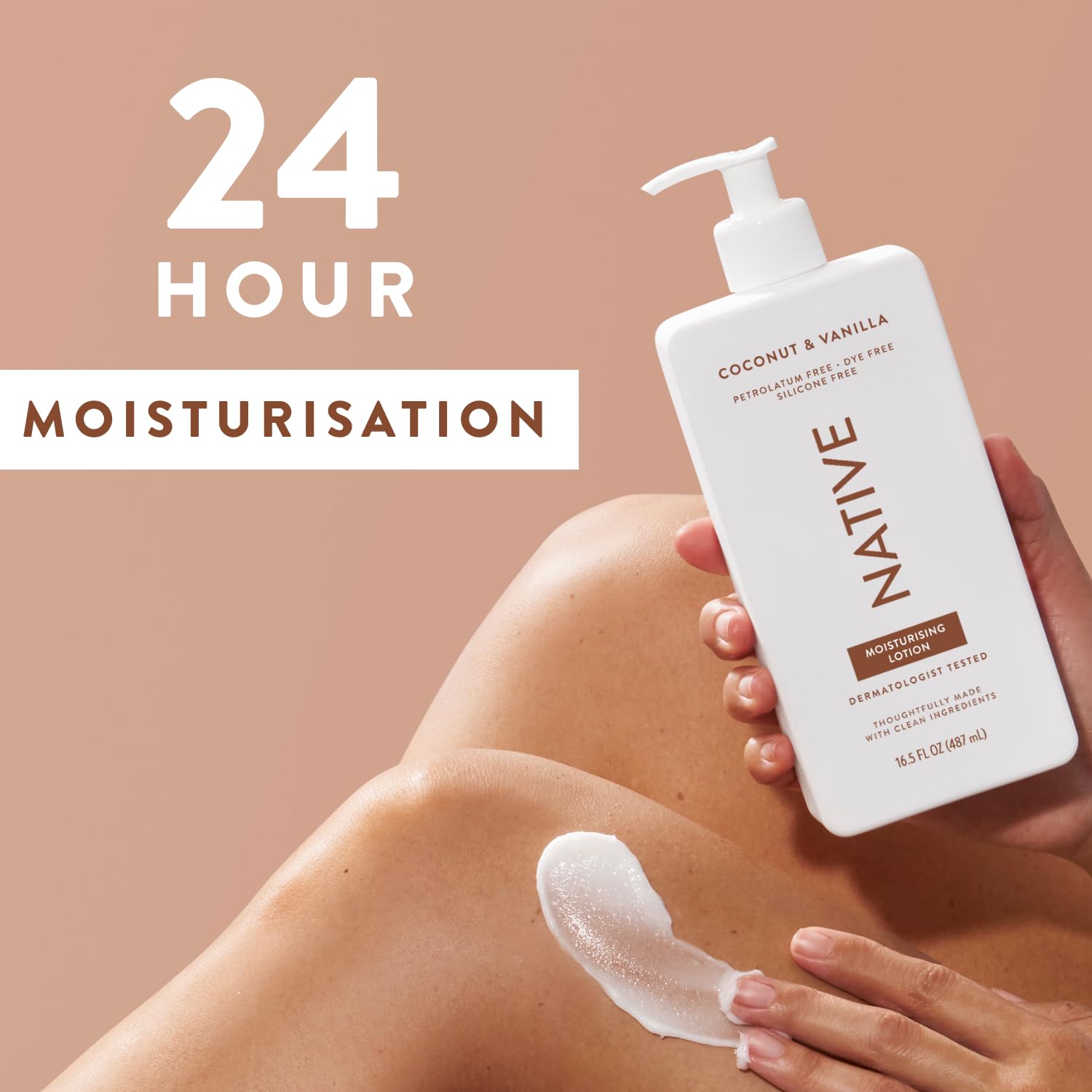 Native Body Lotion for Men & Women - Silicone & Dye Free - Coconut & Vanilla Scented Hand Lotion + Body Moisturizer for Dry Skin - Naturally Derived with Shea Butter & Glycerine (487ml)
