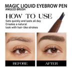 Magic Liquid Eyebrow Pen & Angled Brush Pencil - Waterproof, Long-Lasting, 03 Espresso for Natural Full Brows - Damaged Box