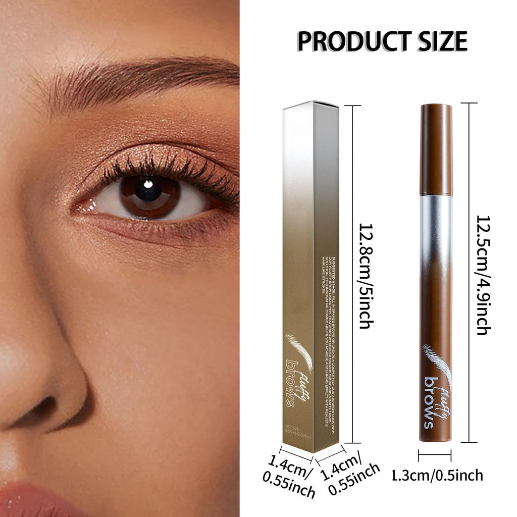 Magic Liquid Eyebrow Pen & Angled Brush Pencil - Waterproof, Long-Lasting, 03 Espresso for Natural Full Brows - Damaged Box