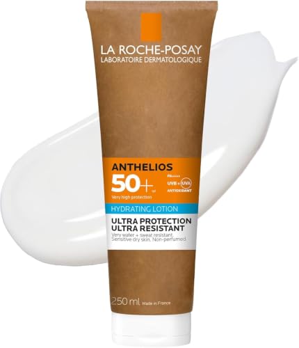 La Roche-Posay Anthelios Hydrating Body Lotion SPF50+, Broad-Spectrum Sunscreen, UVB and UVA Protection, Lightweight Non-Greasy Formula, Suitable for Sensitive Dry skin, 250ml - BBE 03/2028