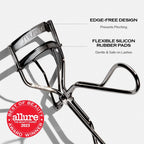 Shiseido Eyelash Curler with Replacement Pad - Professional Eye Makeup Tool for Natural Curl - Silver Metal Lash Curler