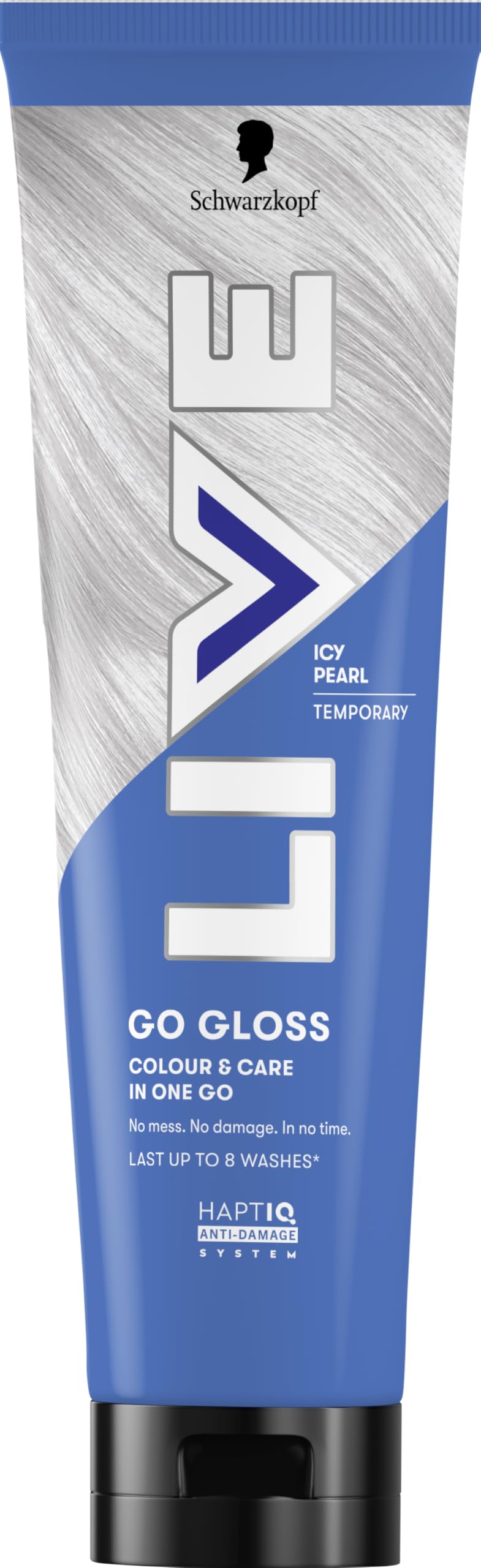 Schwarzkopf LIVE Go Gloss Icy Pearl Colour & Care Hair Glossing - HaptiQ Anti-Damage System, Up to 8 Washes - Damaged Box