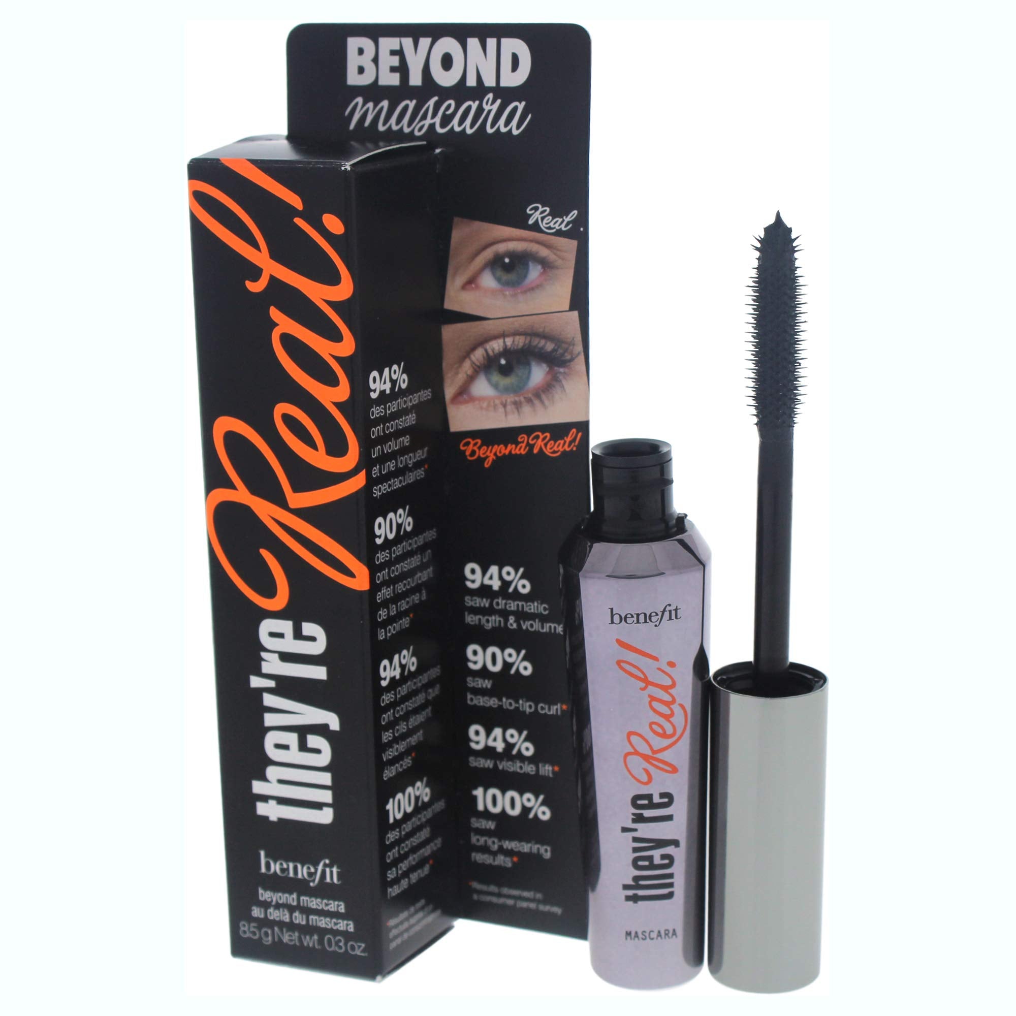 Benefit Cosmetics They're Real! Lengthening Mascara 8.5g 0.3oz Jet Black Volumising Long Lasting Eye Makeup - Damaged Box