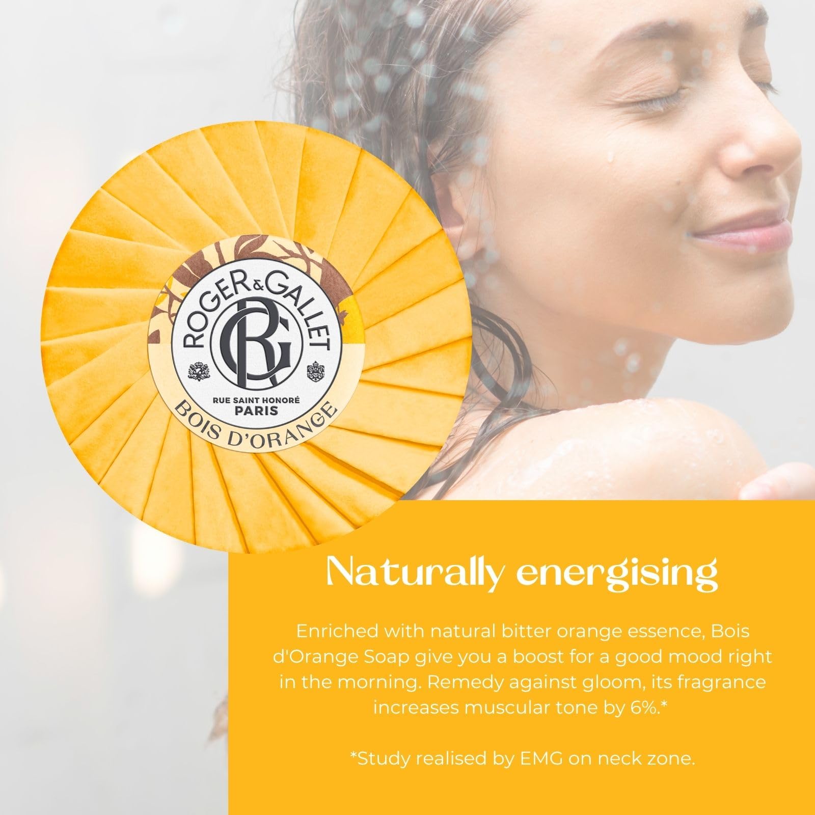 Roger & Gallet Bois d'Orange Scented Soap 100g - Perfumed Body Bar with Essential Oils - Luxury French Toiletries For Men and Women