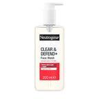 Neutrogena Clear & Defend+ Face Wash 200ml - Salicylic Acid, AHA/PHA - Purifying Facial Cleanser for Acne-Prone Skin