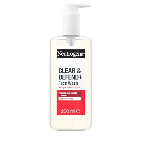 Neutrogena Clear & Defend+ Face Wash 200ml - Salicylic Acid, AHA/PHA - Purifying Facial Cleanser for Acne-Prone Skin
