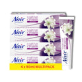 Nair Tough Hair Removal Cream - Coarse & Dark Hair - Legs & Body - Lily Flower & Cotton Seed - 4 x 90ml Multipack - Damaged Box