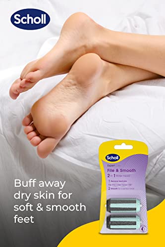 Scholl Expert Care 2-in-1 File & Smooth Foot File Refills - 2x Replacement Roller Heads for Pedicure - Damaged Box