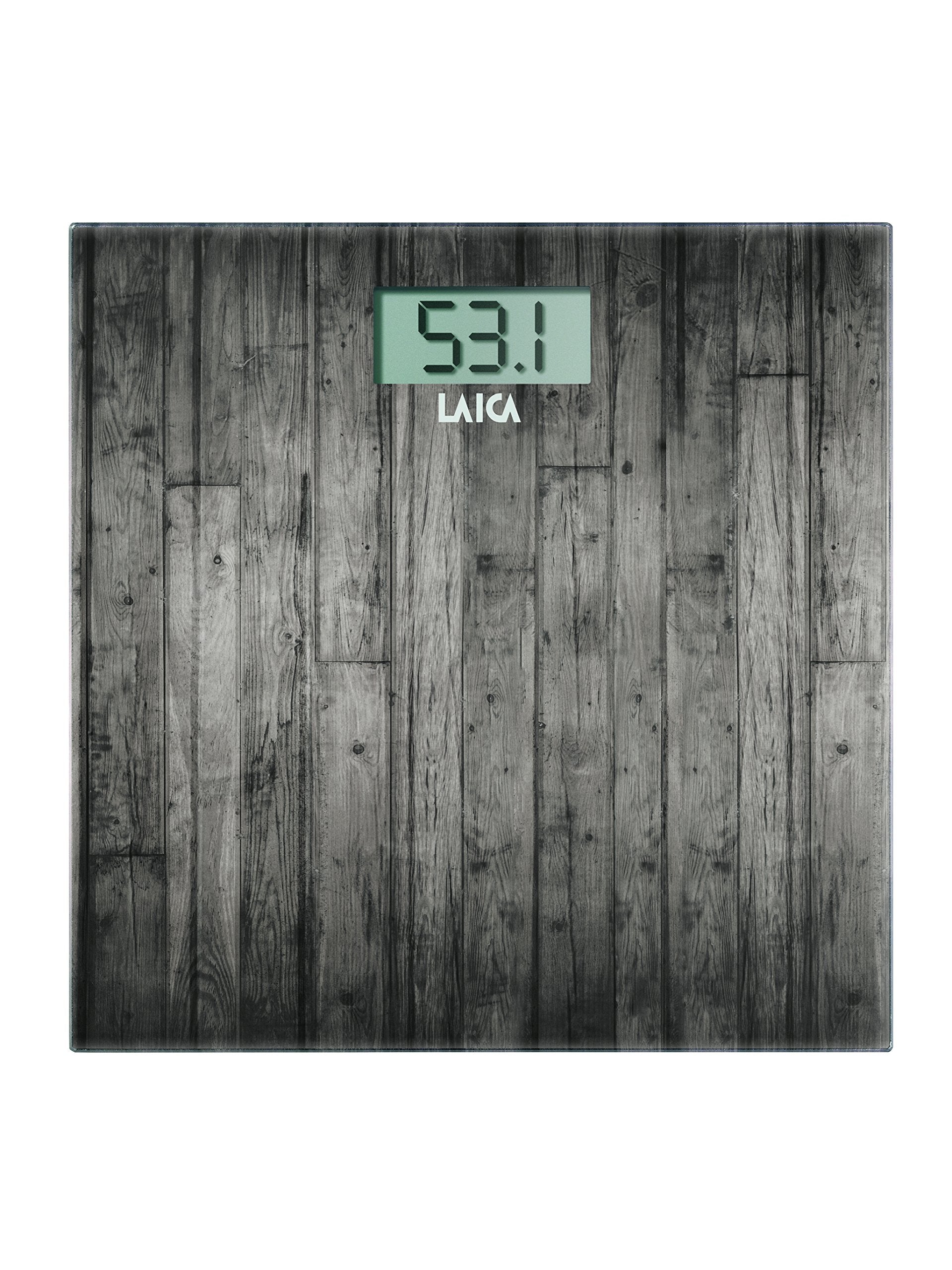 Laica Electronic Personal Scale - Square Wooden Design, LCD Display, 303mm, Health & Wellbeing - Damaged Box