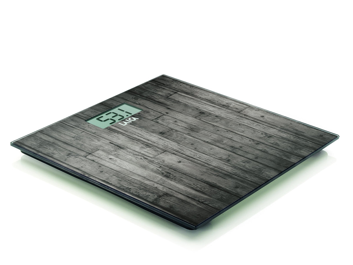 Laica Electronic Personal Scale - Square Wooden Design, LCD Display, 303mm Bathroom Scales - Damaged Box