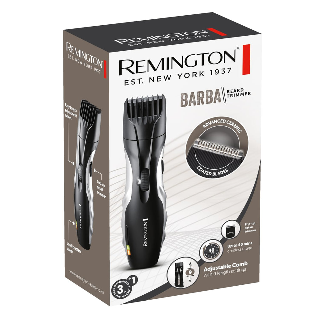 Remington Barba Beard Trimmer MB320C - Cordless/Corded, 9 Lengths, Pop-up Trimmer, Advanced Ceramic Blades - Damaged Box