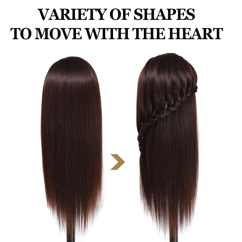 Hairdressing Training Head 26-28 Inch Synthetic Fibre Cosmetology Mannequin with Clamp for Braiding Styling - Damaged Box