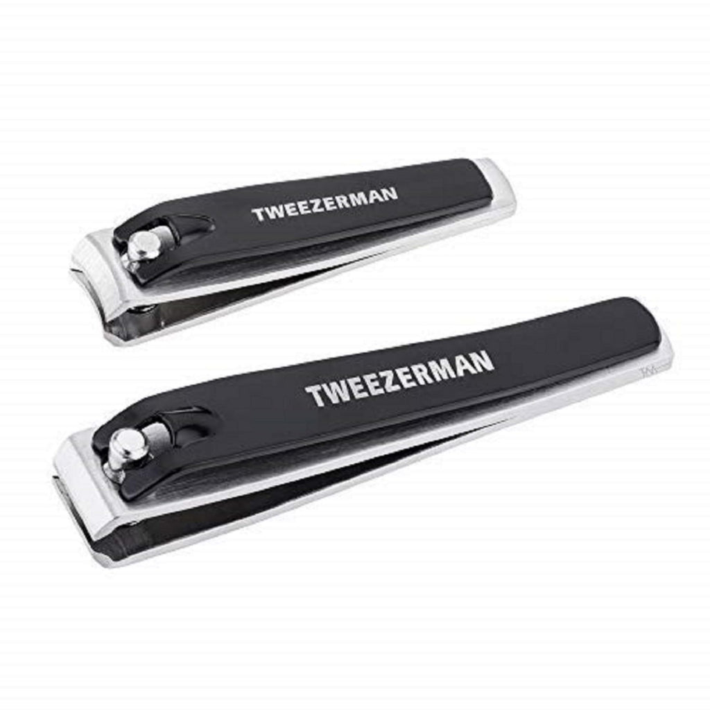 Tweezerman Nail Clipper Set - Stainless Steel Fingernail & Toenail Clippers - Straight & Curved Edge - 2 Pack - Damaged Box