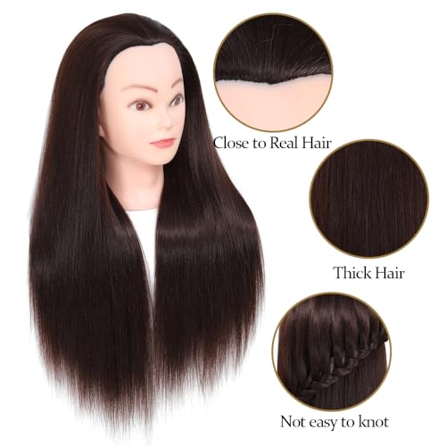 Hairdressing Training Head 26-28 Inch Synthetic Fibre Cosmetology Mannequin with Clamp for Braiding Styling - Damaged Box