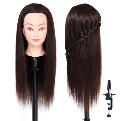 Hairdressing Training Head 26-28 Inch Synthetic Fibre Cosmetology Mannequin with Clamp for Braiding Styling - Damaged Box