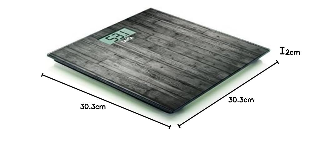 Laica Electronic Personal Scale - Square Wooden Design, LCD Display, 303mm, Health & Wellbeing - Damaged Box