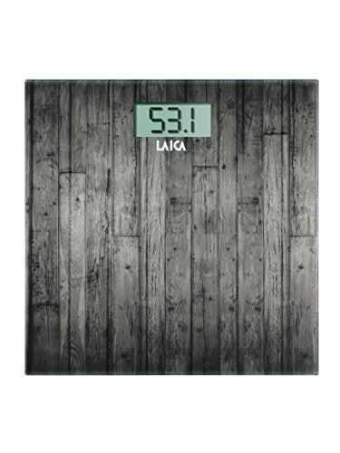 Laica Electronic Personal Scale - Square Wooden Design, LCD Display, 303mm, Health & Wellbeing - Damaged Box