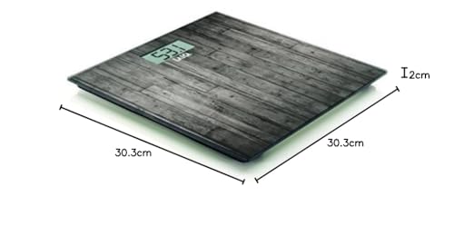 Laica Electronic Personal Scale - Square Wooden Design, LCD Display, 303mm, Health & Wellbeing - Damaged Box