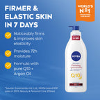 NIVEA Q10 60+ Mature Skin Body Lotion 400ml — Firming Cream with Argan Oil — 72H Moisturising for Ageing Skin