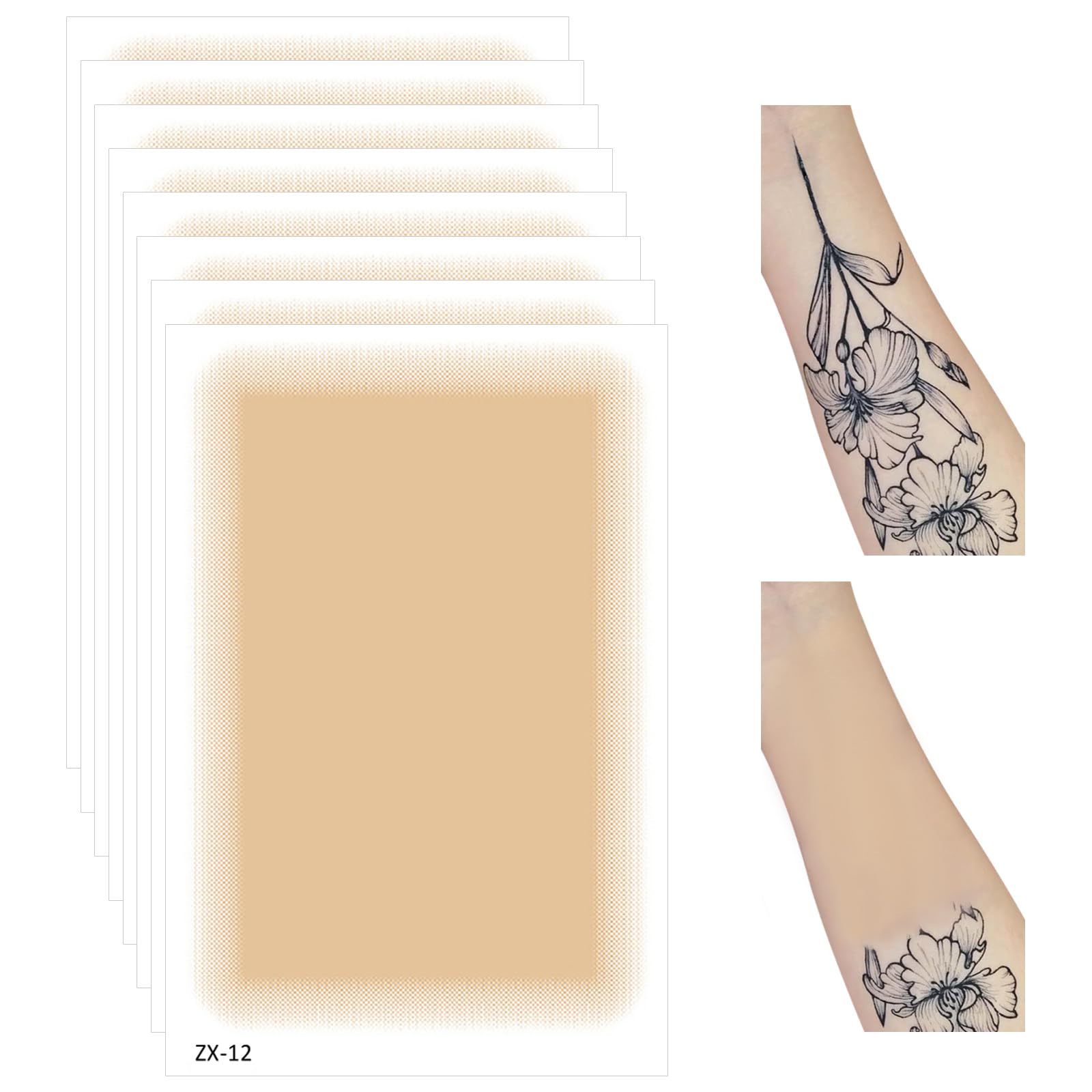 Prreal Tattoo Cover Up Patch - 8 Pcs Waterproof Invisible Body Concealer Sticker - Light Skin Tone - Damaged Box