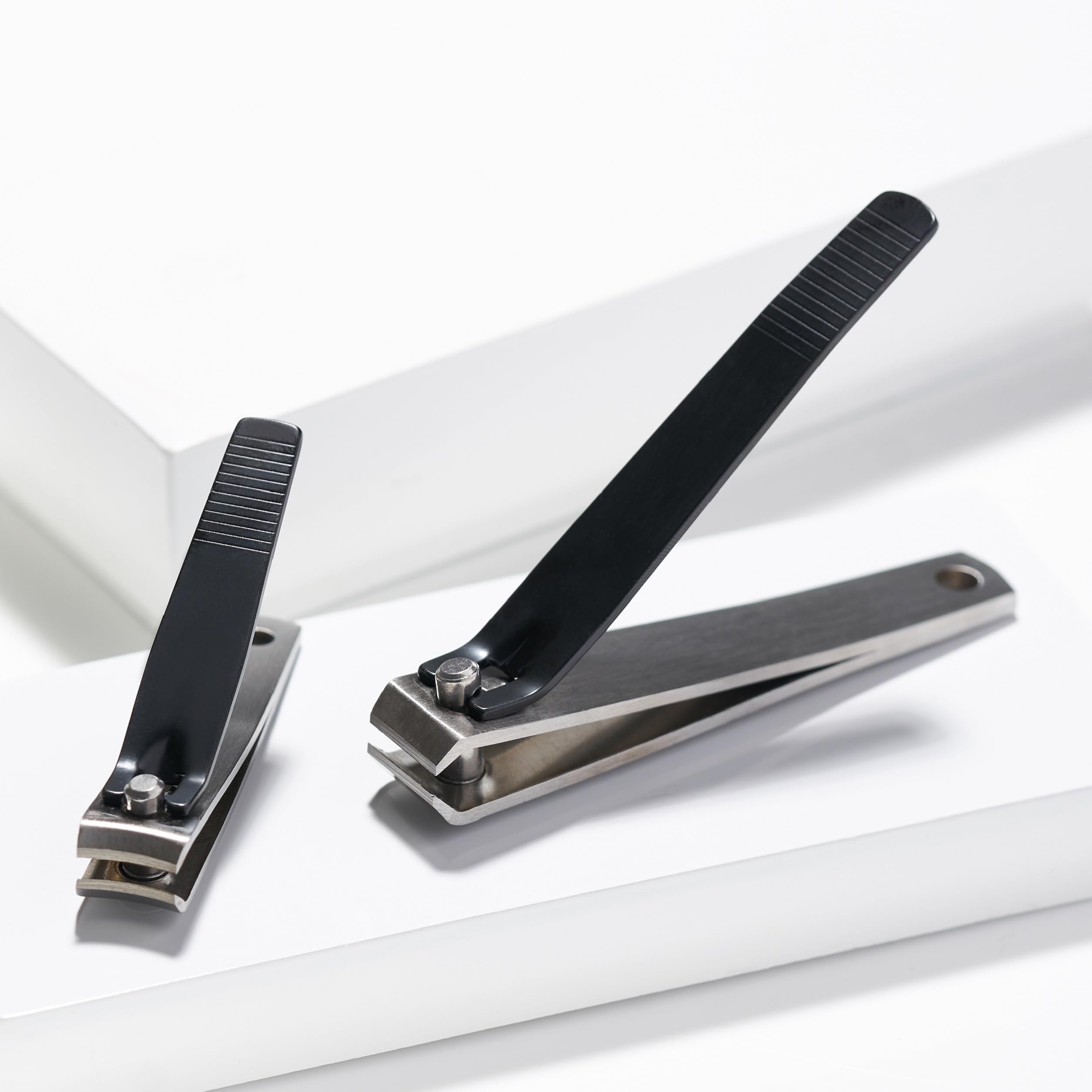 Tweezerman Nail Clipper Set - Stainless Steel Fingernail & Toenail Clippers - Straight & Curved Edge - 2 Pack - Damaged Box