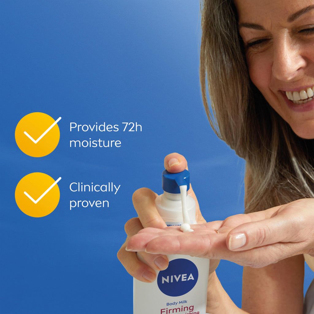 NIVEA Q10 60+ Mature Skin Body Lotion 400ml — Firming Cream with Argan Oil — 72H Moisturising for Ageing Skin