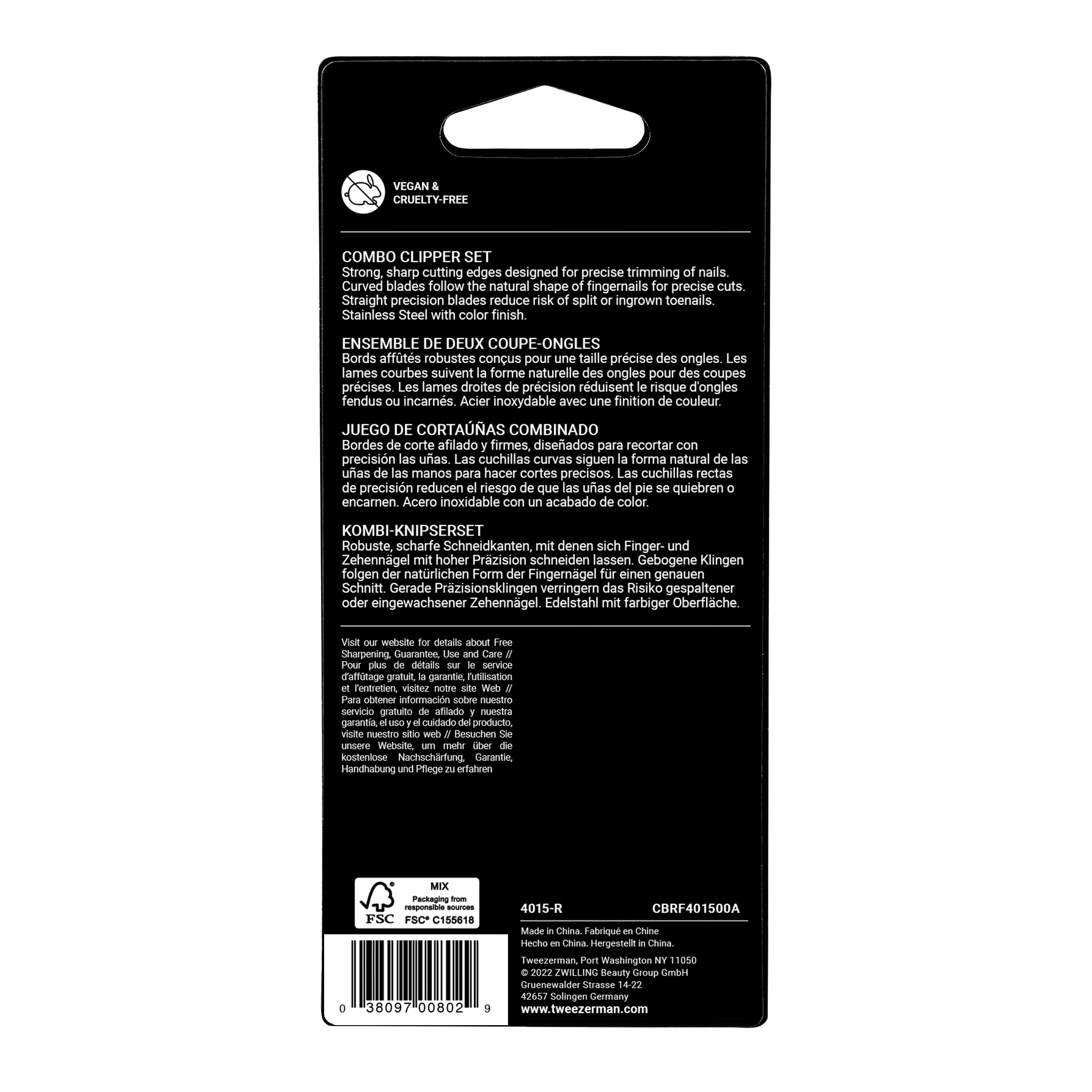 Tweezerman Nail Clipper Set - Stainless Steel Fingernail & Toenail Clippers - Straight & Curved Edge - 2 Pack - Damaged Box