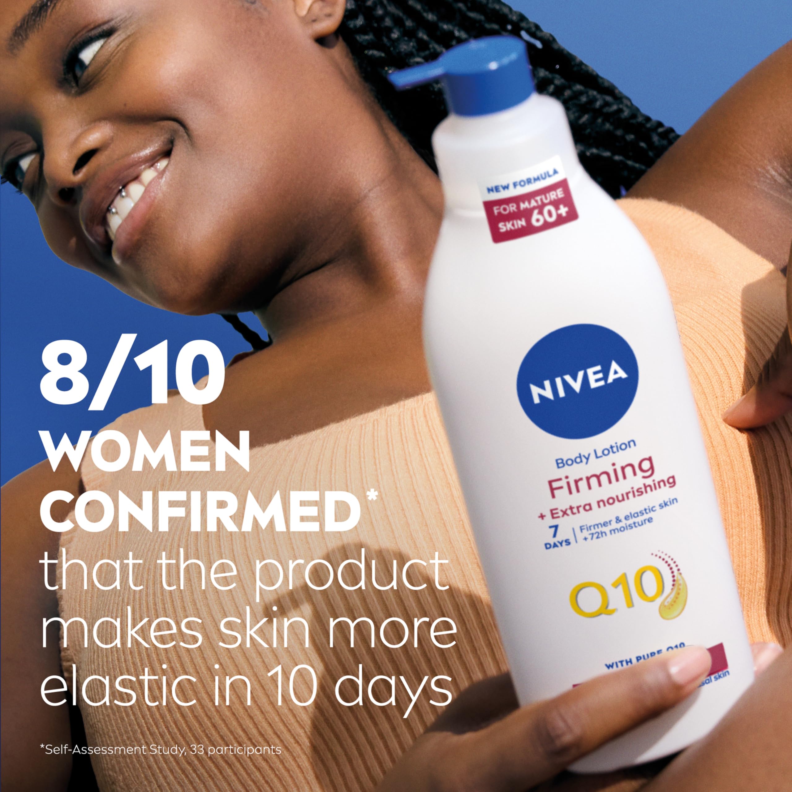 NIVEA Q10 60+ Mature Skin Body Lotion 400ml — Firming Cream with Argan Oil — 72H Moisturising for Ageing Skin