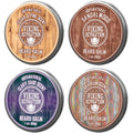 Viking Revolution Beard Balm Variety Pack 4 x 28g Sandalwood Pine Cedar Bay Rum Clary Sage Styling Wax and Softener Gift Set for Men