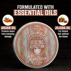 Viking Revolution Beard Balm Variety Pack 4 x 28g Sandalwood Pine Cedar Bay Rum Clary Sage Styling Wax and Softener Gift Set for Men