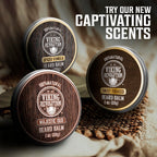 Viking Revolution Beard Balm Variety Pack 4 x 28g Sandalwood Pine Cedar Bay Rum Clary Sage Styling Wax and Softener Gift Set for Men