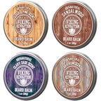 Viking Revolution Beard Balm Variety Pack 4 x 28g Sandalwood Pine Cedar Bay Rum Clary Sage Styling Wax and Softener Gift Set for Men