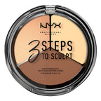 NYX Professional Makeup 3 Steps To Sculpt Face Sculpting Palette - Light - Contour, Highlight, Illuminate
