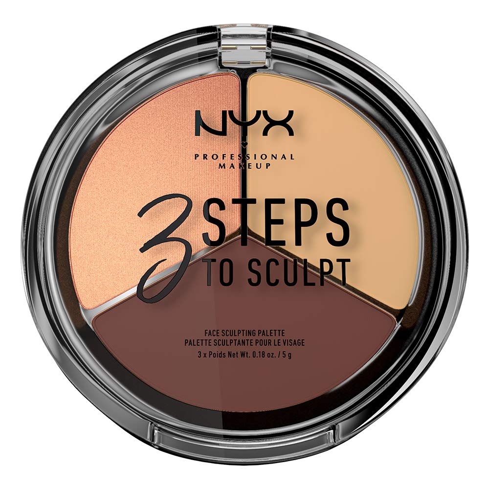 NYX Professional Makeup 3 Steps To Sculpt Face Sculpting Palette - Light - Contour, Highlight, Illuminate