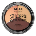 NYX Professional Makeup 3 Steps To Sculpt Face Sculpting Palette - Light - Contour, Highlight, Illuminate