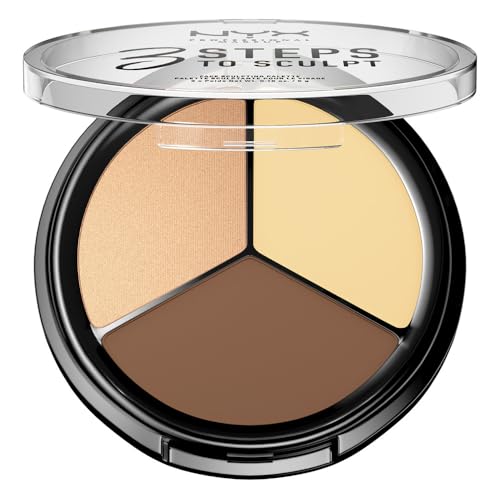 NYX Professional Makeup 3 Steps To Sculpt Face Sculpting Palette - Light - Contour, Highlight, Illuminate