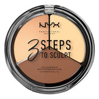 NYX Professional Makeup 3 Steps To Sculpt Face Sculpting Palette - Light - Contour, Highlight, Illuminate