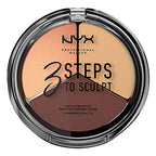 NYX Professional Makeup 3 Steps To Sculpt Face Sculpting Palette - Light - Contour, Highlight, Illuminate