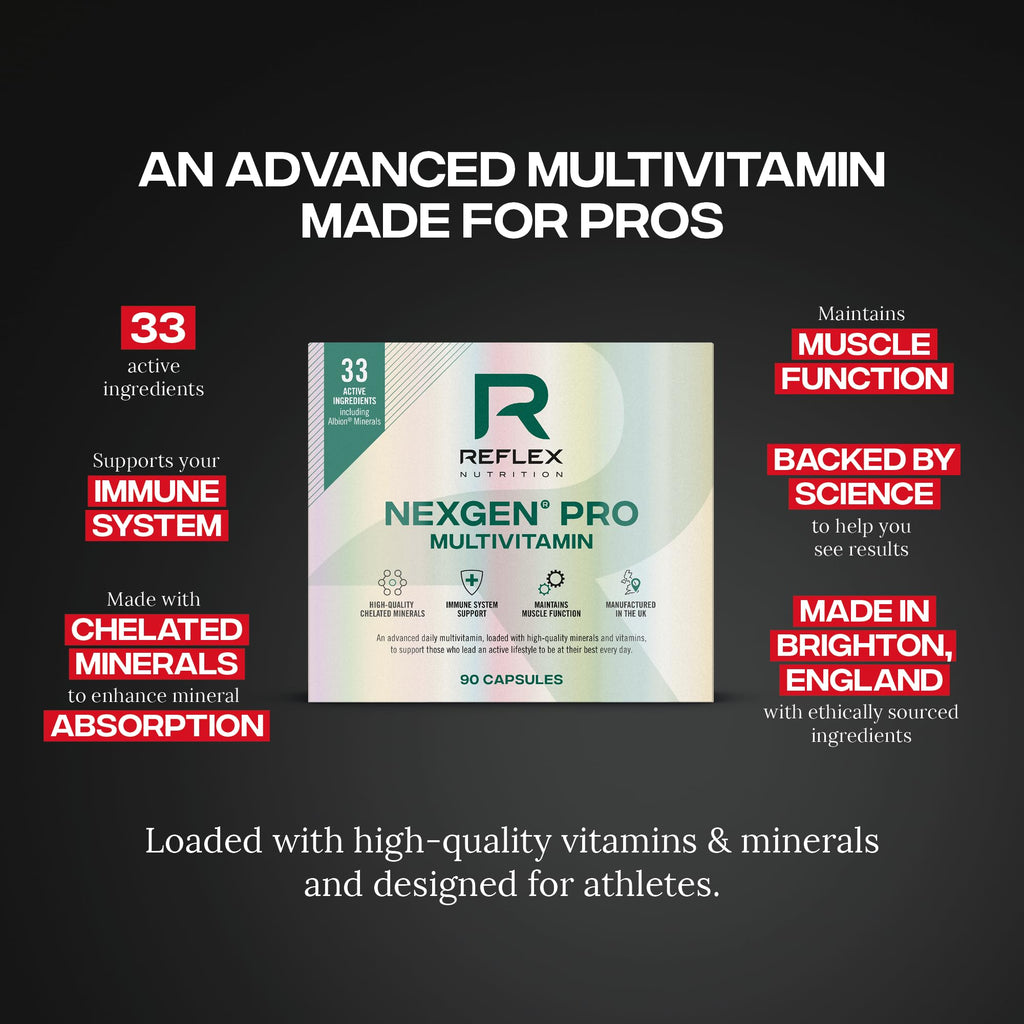 Reflex Nutrition Nexgen Pro Multivitamin & Mineral - 90 Capsules for Immune Support, Vitamin D Magnesium C Zinc - BBE 01/2028