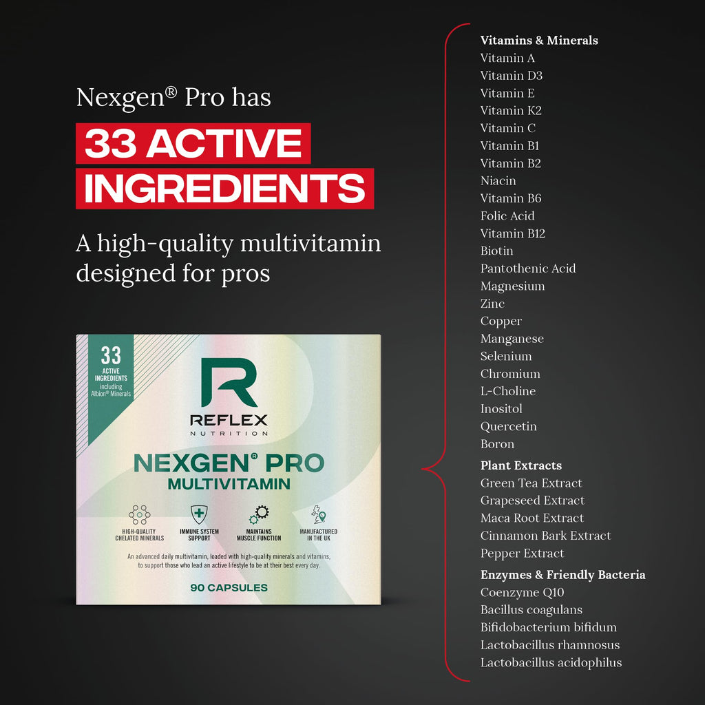 Reflex Nutrition Nexgen Pro Multivitamin & Mineral - 90 Capsules for Immune Support, Vitamin D Magnesium C Zinc - BBE 01/2028