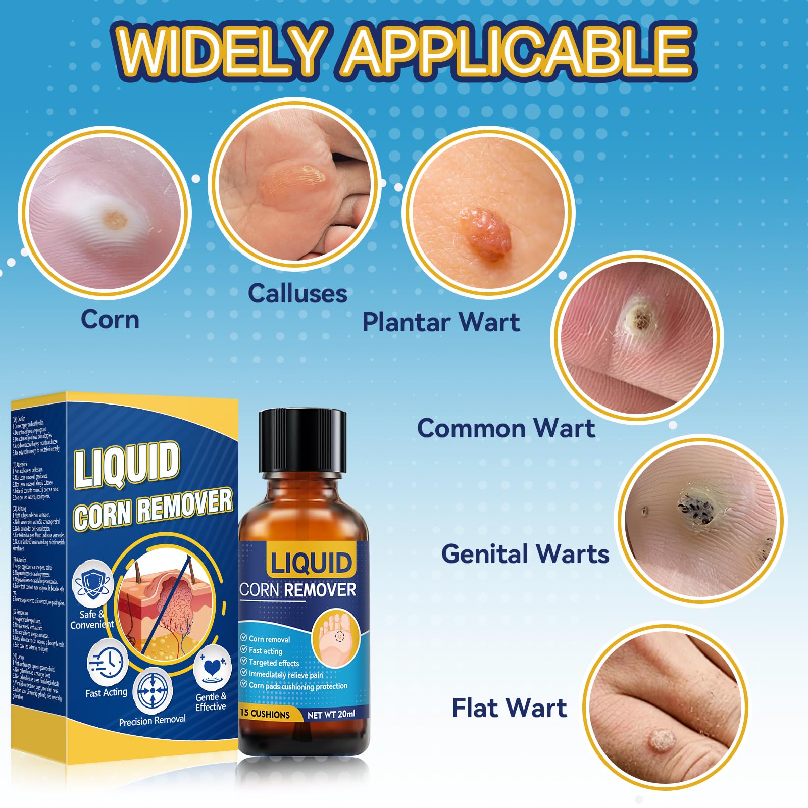 Extra Strength Liquid Corn Remover for Feet - Fast Acting 20ml 1-Pack - Damaged Box