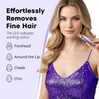 VOGCREST 2-in-1 Rechargeable Facial Hair Remover & Eyebrow Trimmer - Painless Face, Lip, Body Shaver with LED Light, Purple - Damaged Box
