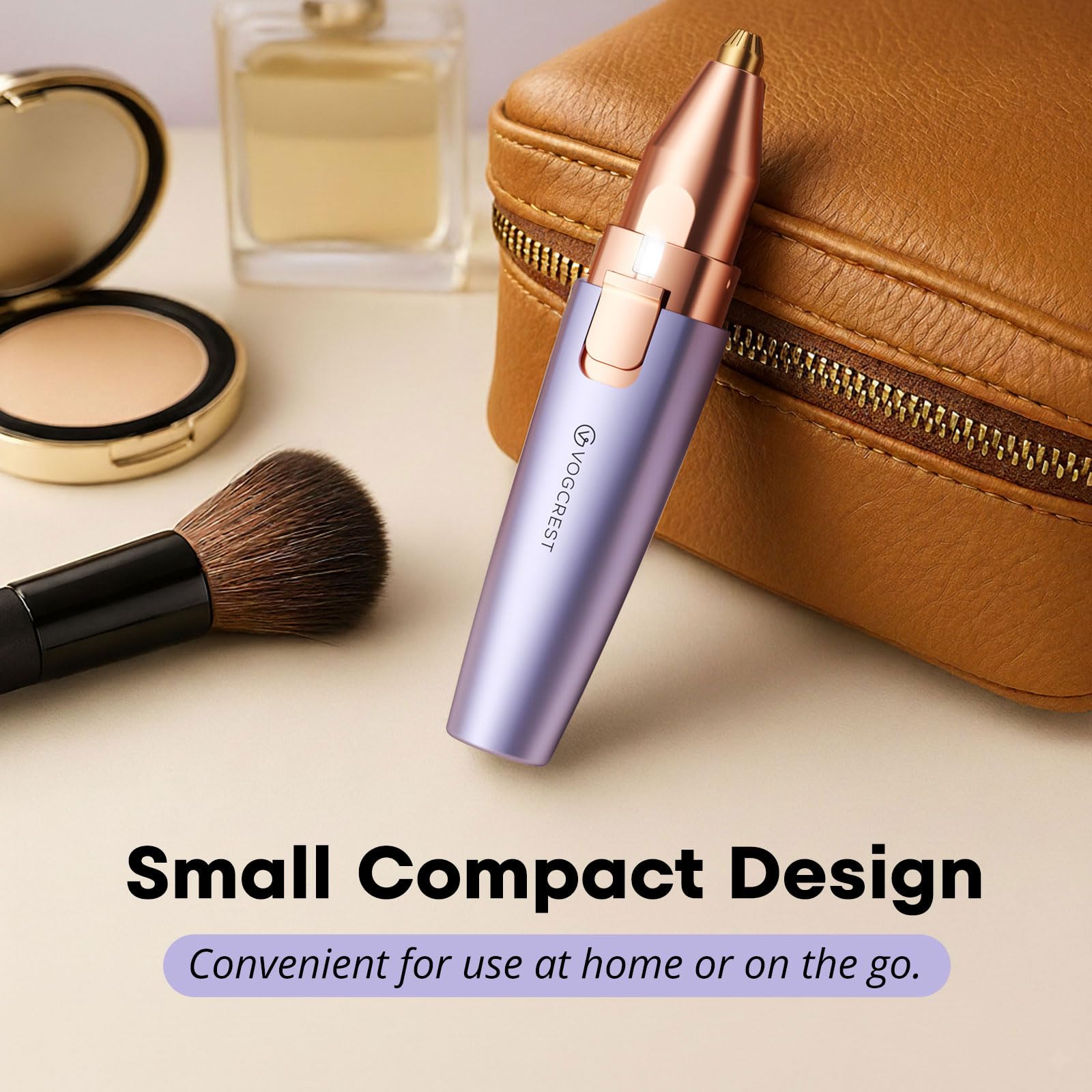VOGCREST 2-in-1 Rechargeable Facial Hair Remover & Eyebrow Trimmer - Painless Face, Lip, Body Shaver with LED Light, Purple - Damaged Box